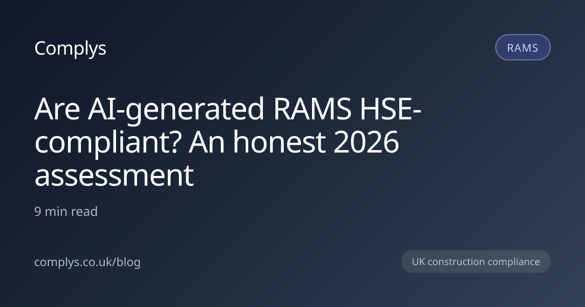 Are AI-generated RAMS HSE-compliant? An honest 2026 assessment ...