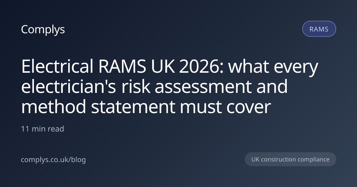 Electrical RAMS UK 2026: what every electrician's risk assessment and ...