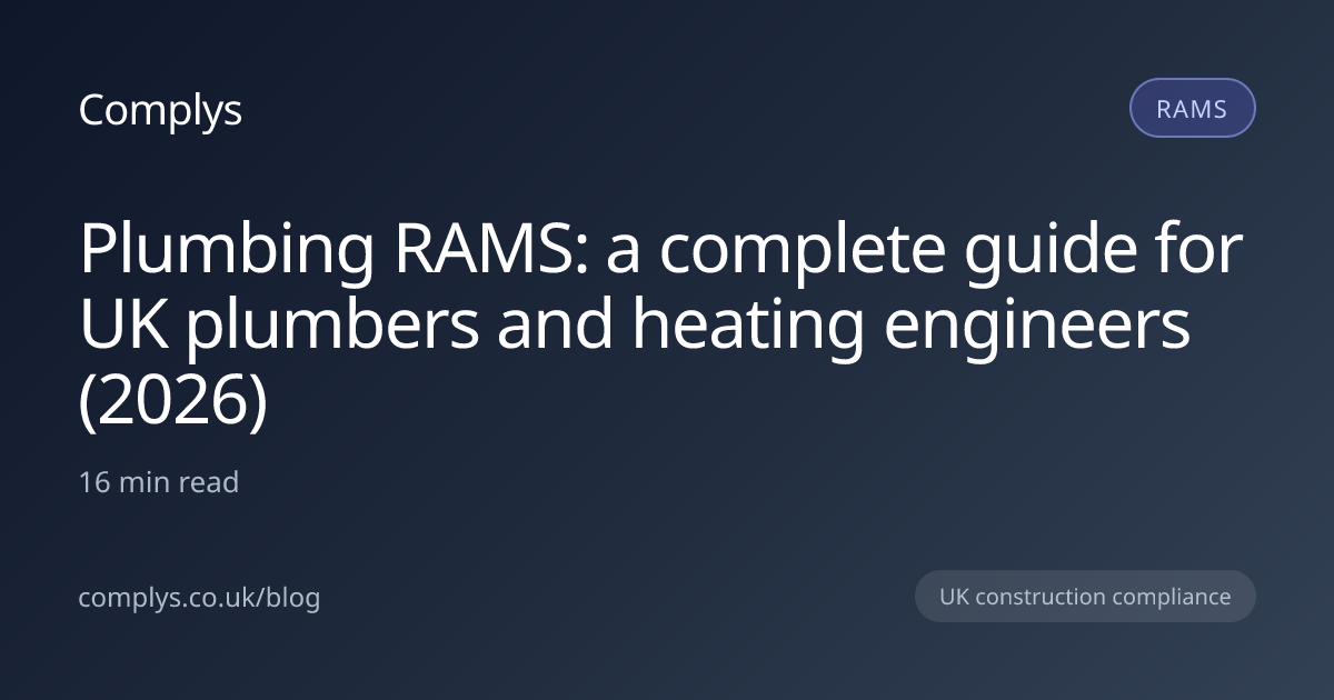Plumbing RAMS: a complete guide for UK plumbers and heating engineers ...